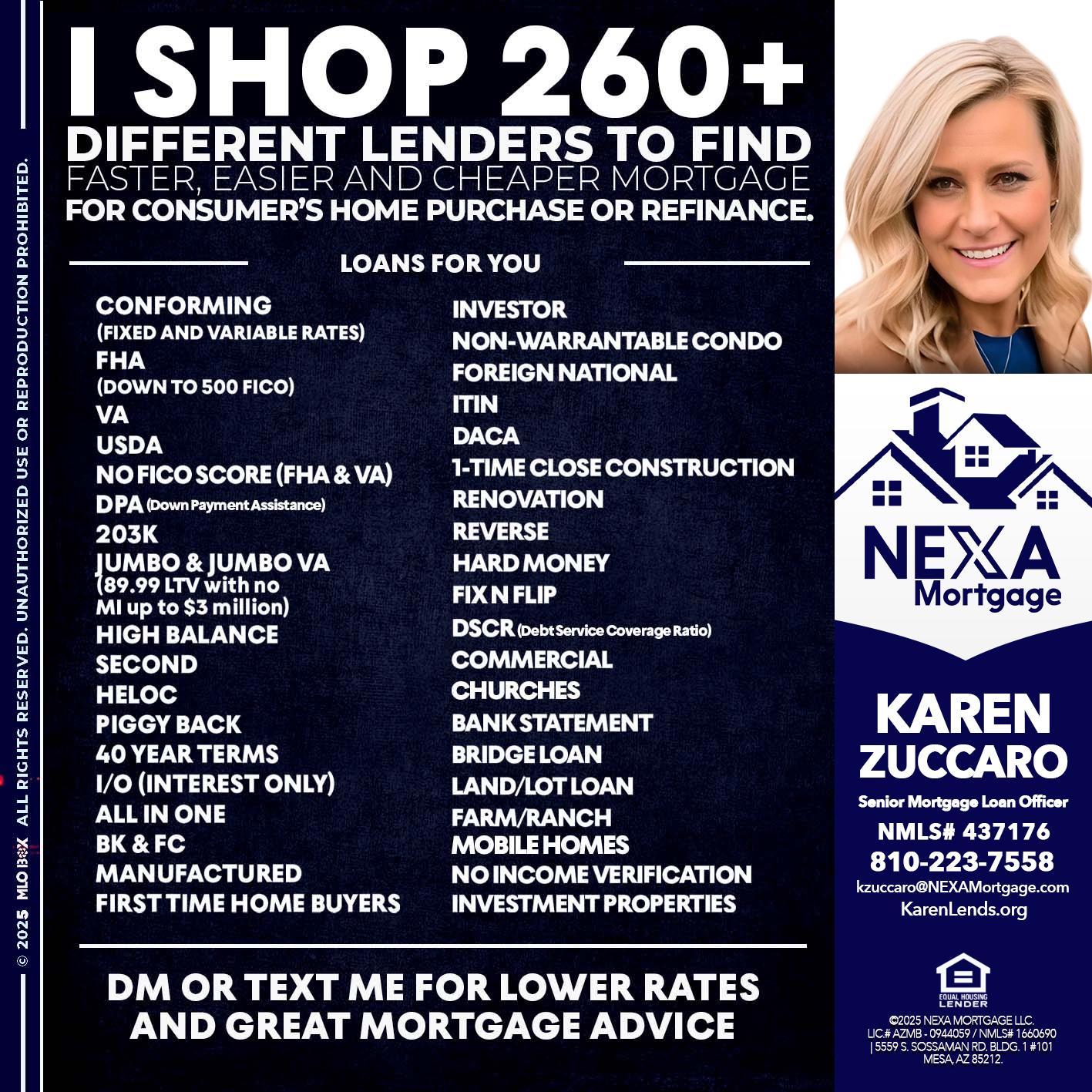 I SHOP +260 - Karen Zuccaro -Senior Mortgage Loan Officer