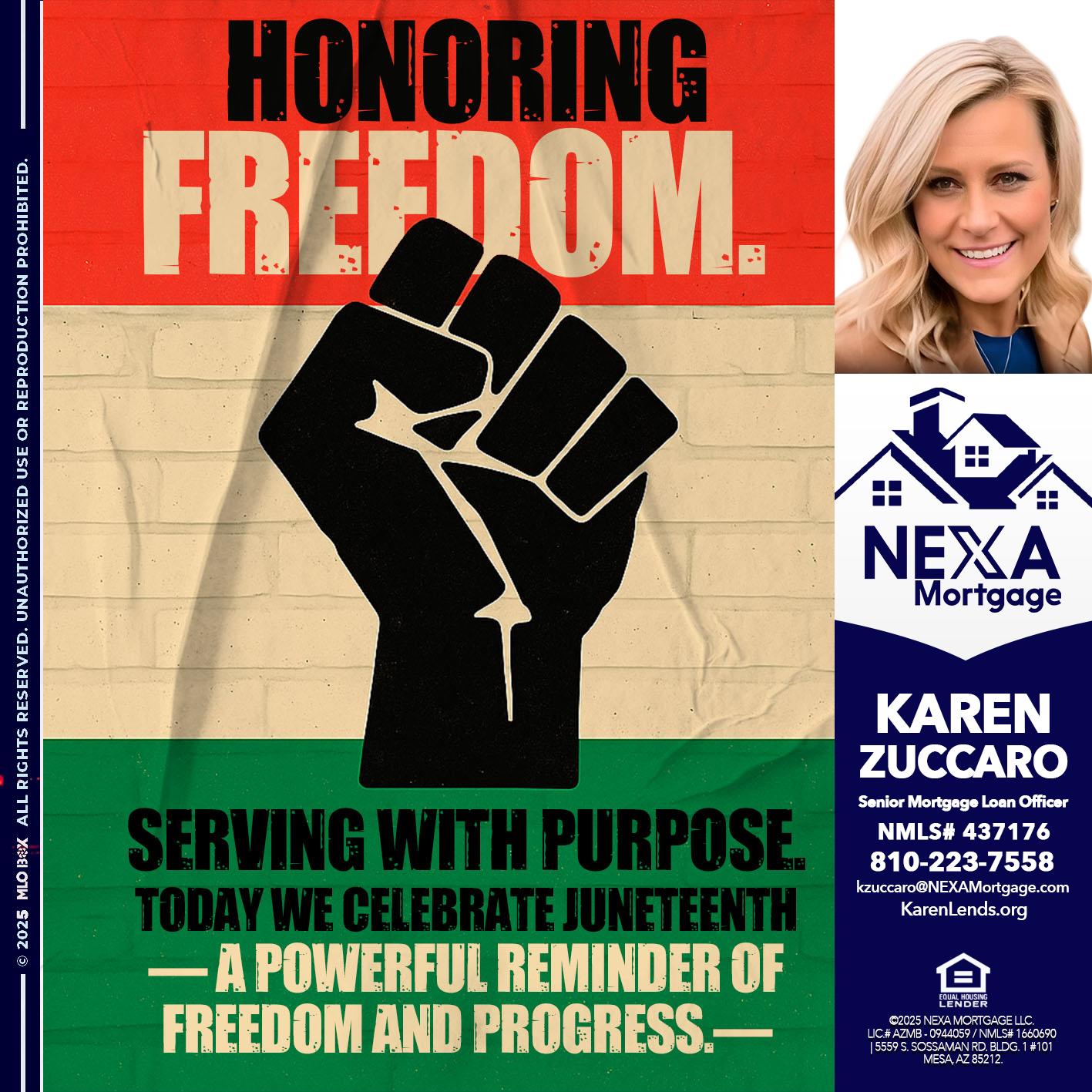 HONORING FREEDOM - Karen Zuccaro -Senior Mortgage Loan Officer