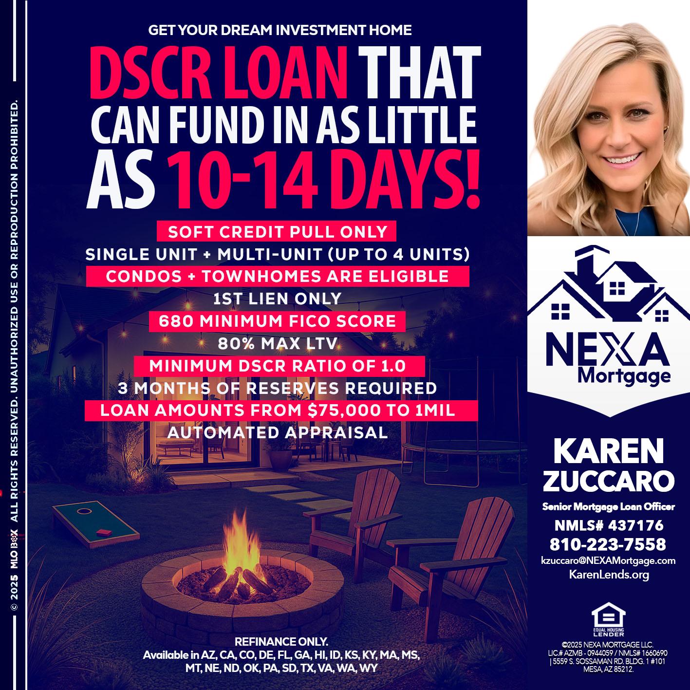 DSCR LOAN - Karen Zuccaro -Senior Mortgage Loan Officer