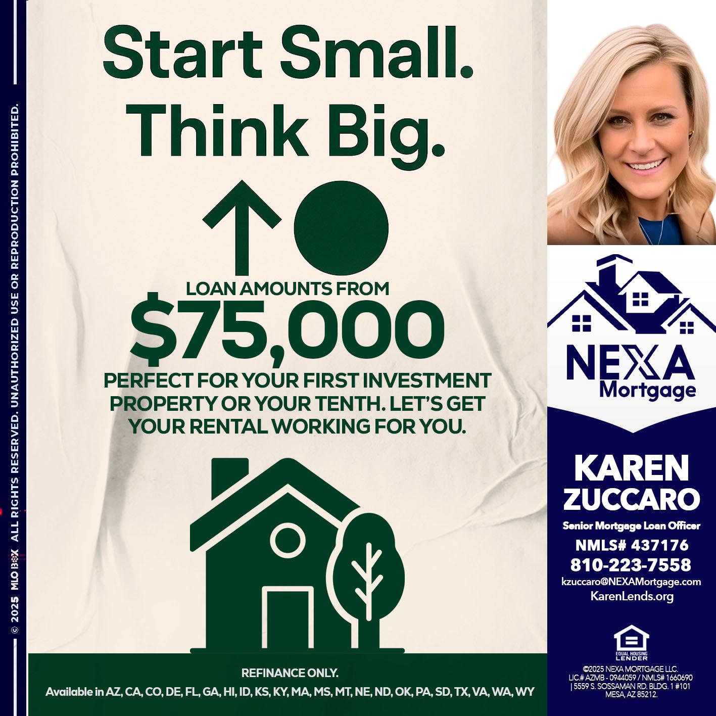 START SMALL - Karen Zuccaro -Senior Mortgage Loan Officer